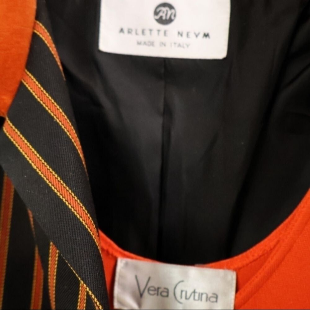 Arlette Neyma - Made in Italy - Black/Orange Striped Jacket Vera Cristi 2 piece - Picture 2 of 3